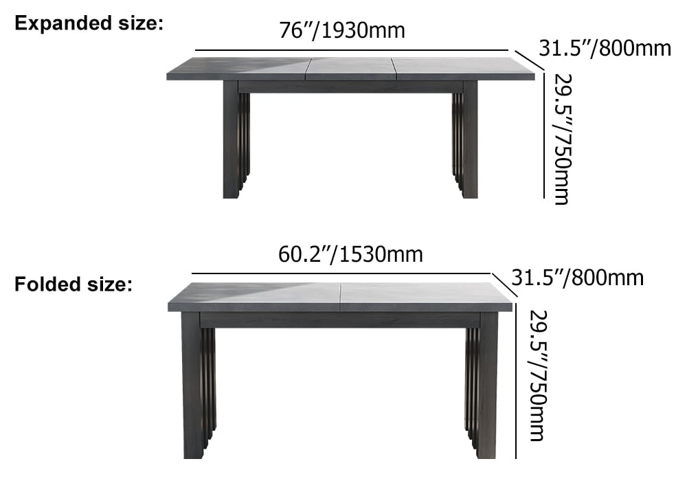 HMR - 7-Pieces Gray Aluminum Outdoor Patio Dining Set with Extendable Table and Woven Armchair