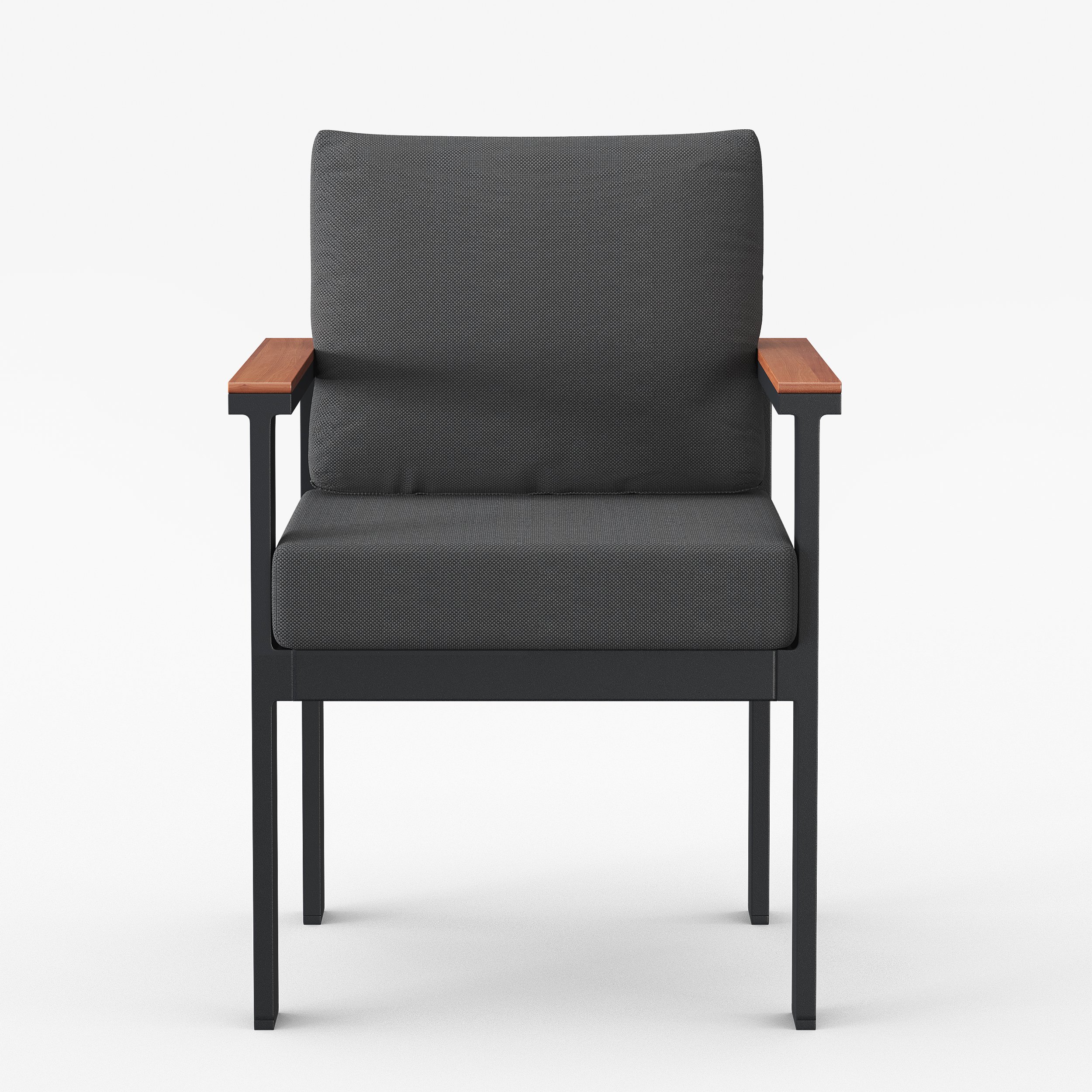 HMR - 2 PCS Acacia & Aluminum Outdoor Dining Chair with Cushion
