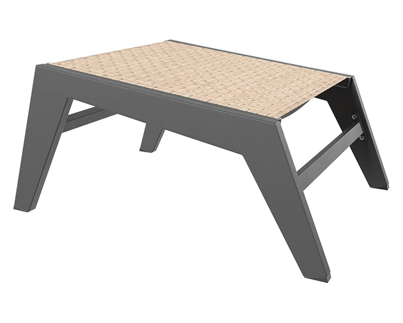 HMR - 5-Pieces Rustic Rattan Aluminum Outdoor Patio Lounge Chair Set Round Coffee Table & Stool