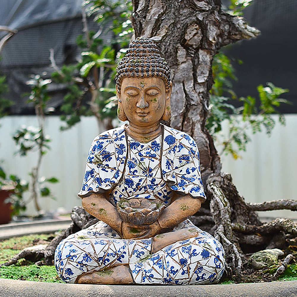 HMR - Outdoor Garden Sleeping Buddha Statue Flower Pot Planter Magnesium Oxide Sculpture Decor
