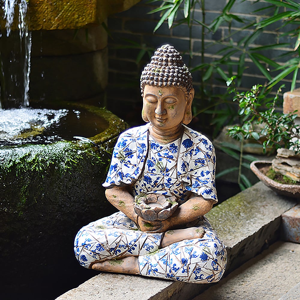 HMR - Outdoor Garden Sleeping Buddha Statue Flower Pot Planter Magnesium Oxide Sculpture Decor
