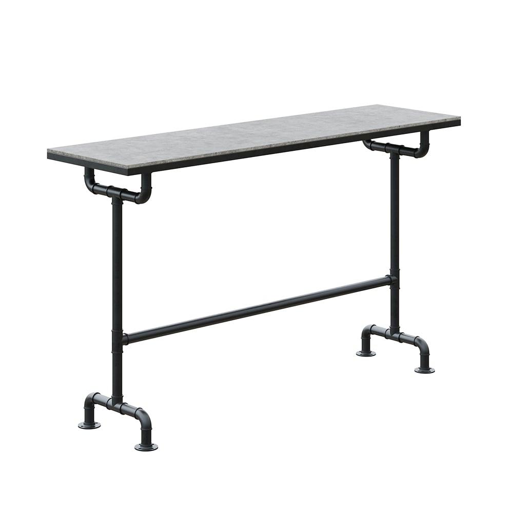 HMR - 7-Pieces Industrial Metal Outdoor Patio Bar Dining Set with Rectangle Table and Chairs