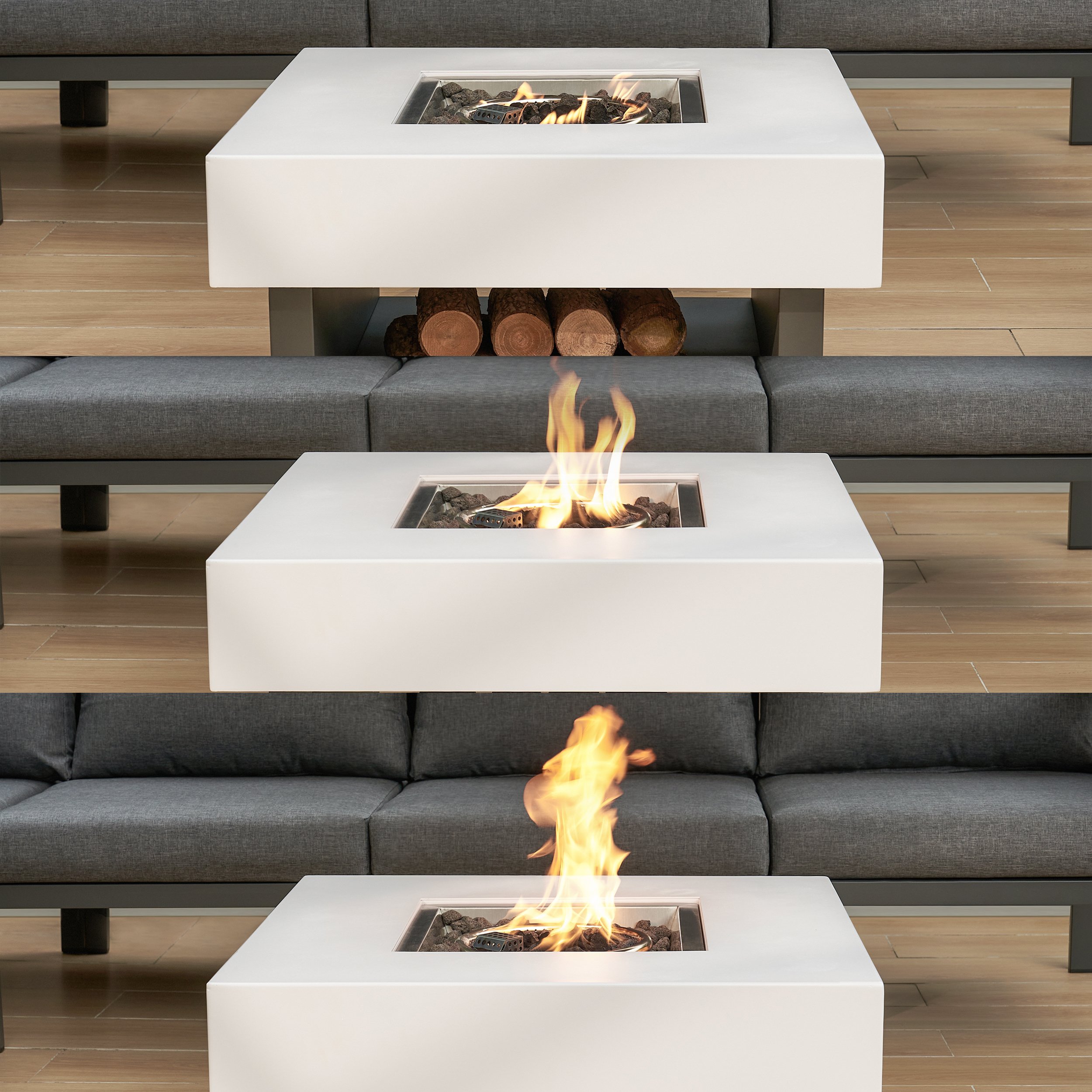 HMR - Square Smokeless Propane Outdoor Fire Pit (27.6" Width)