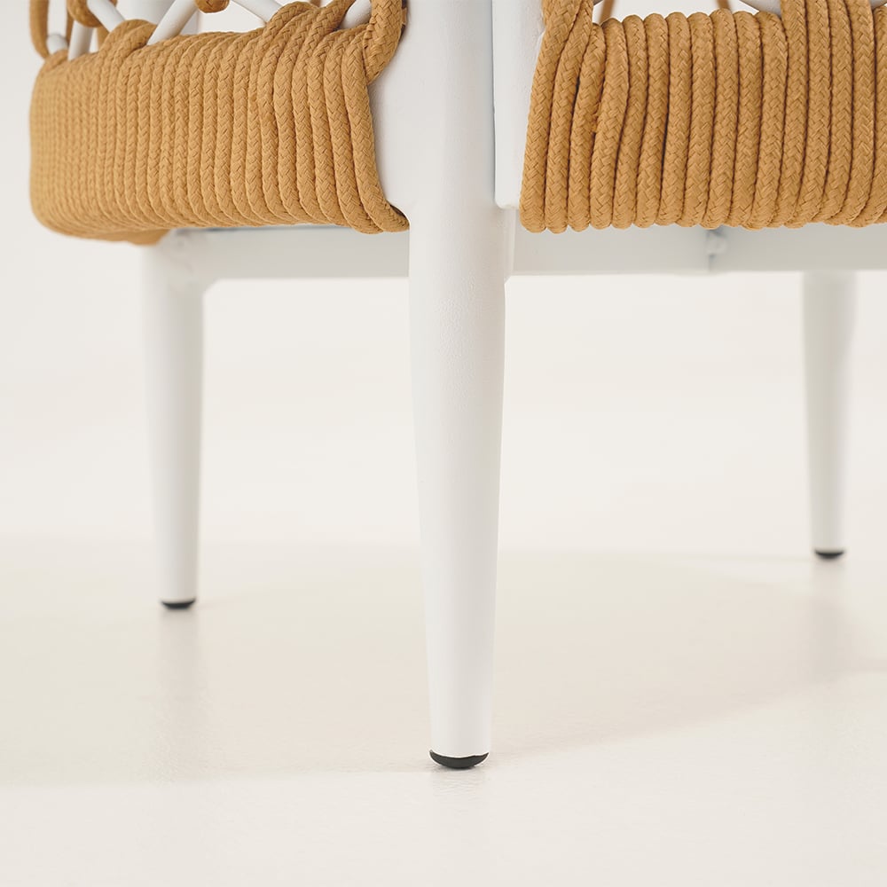 HMR - Ropipe 18.5" Round Outdoor Side Table with Storage Patio Weave Rope End Table in Khaki