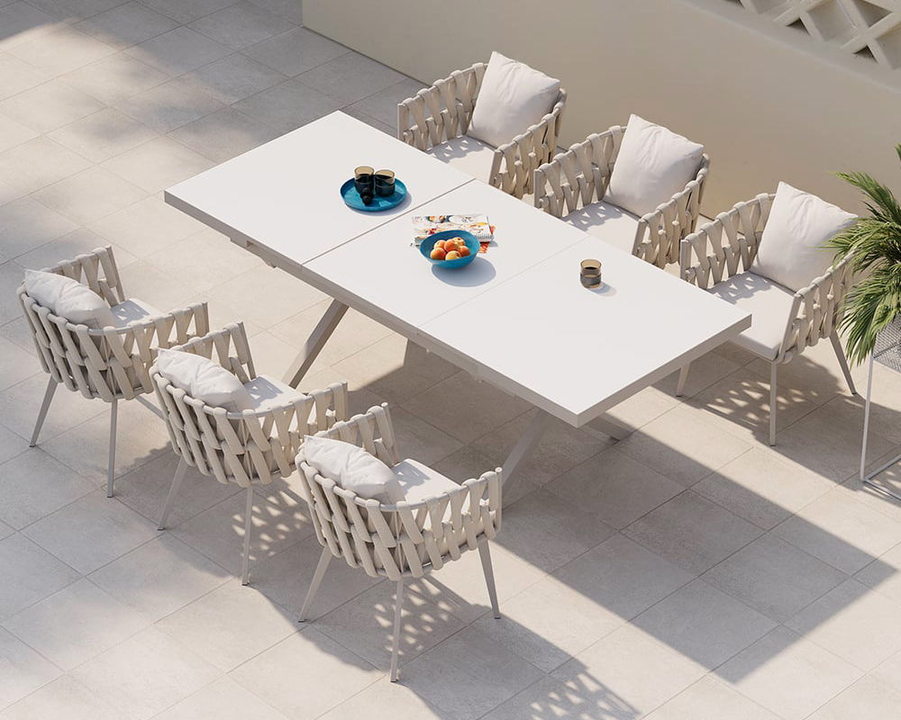 HMR Hand Woven Rope Outdoor Patio Dining Chair with Cushions (Set of 2) - Beige