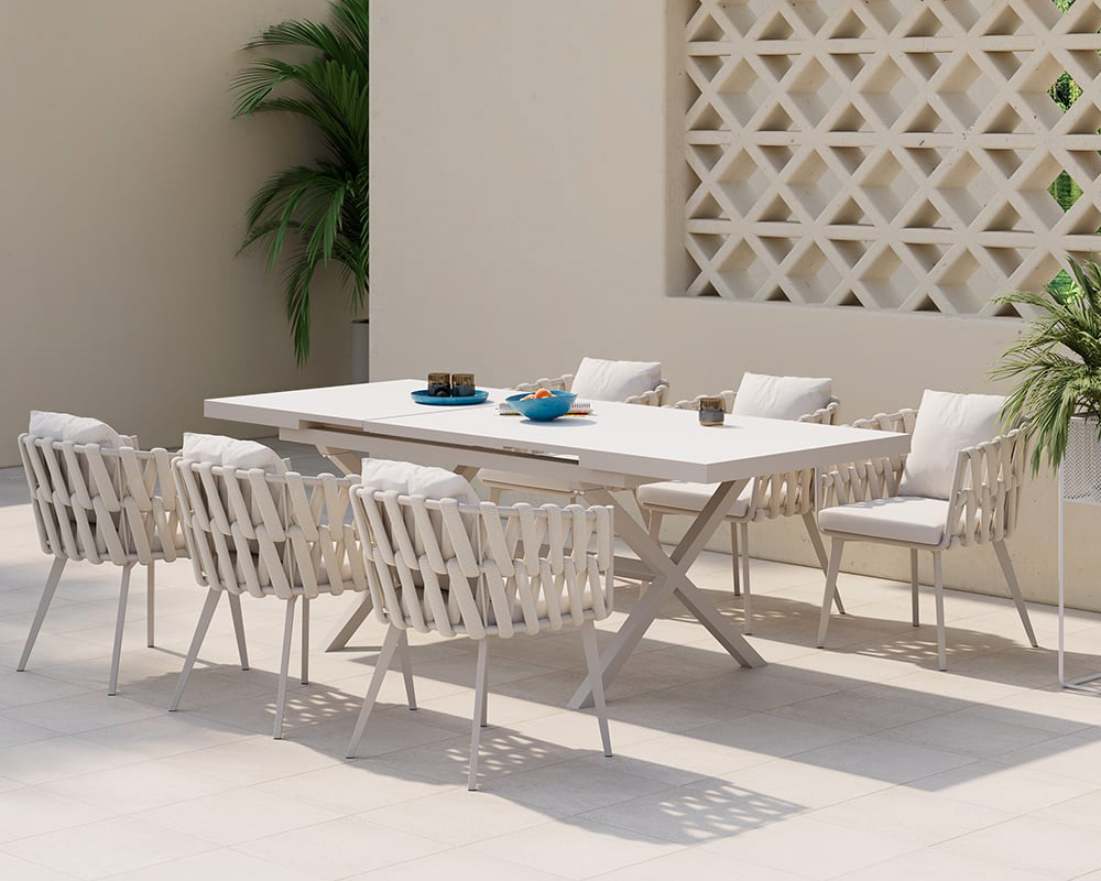 HMR Hand Woven Rope Outdoor Patio Dining Chair with Cushions (Set of 2) - Beige