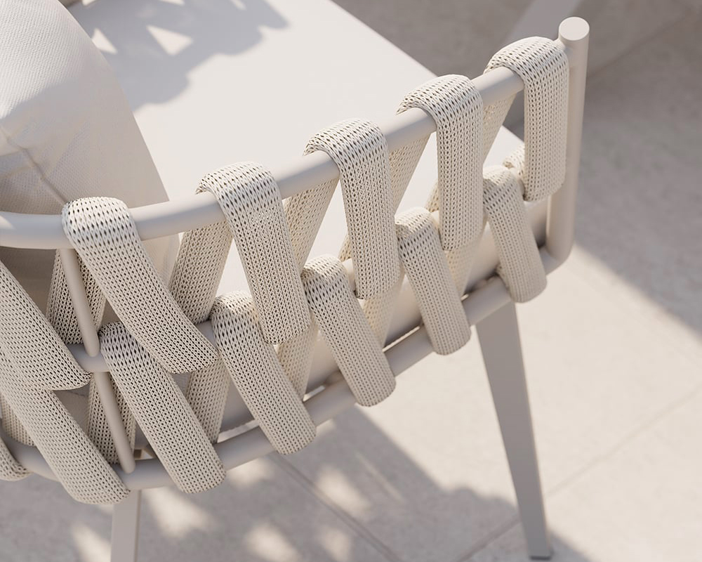 HMR Hand Woven Rope Outdoor Patio Dining Chair with Cushions (Set of 2) - Beige