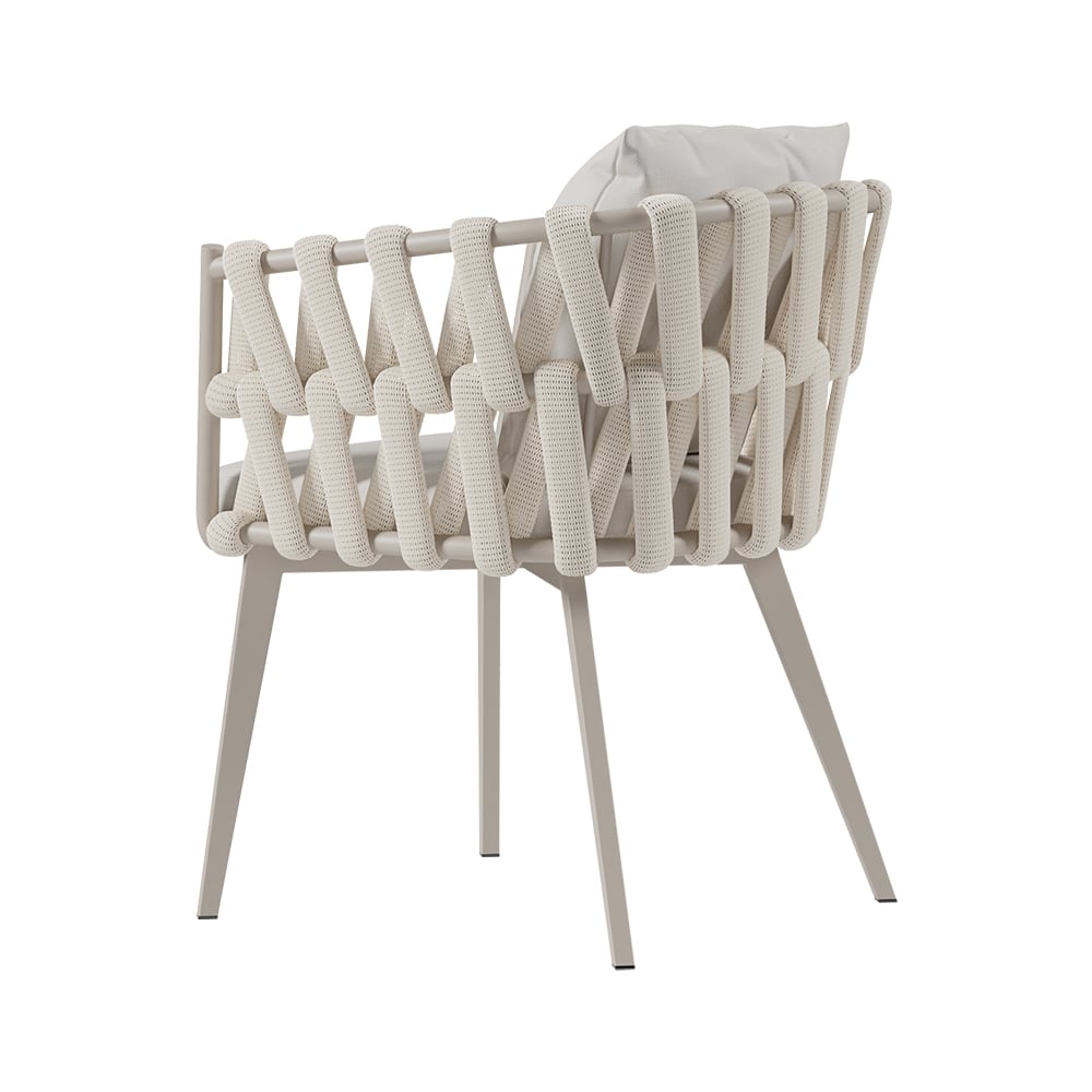 HMR Hand Woven Rope Outdoor Patio Dining Chair with Cushions (Set of 2) - Beige