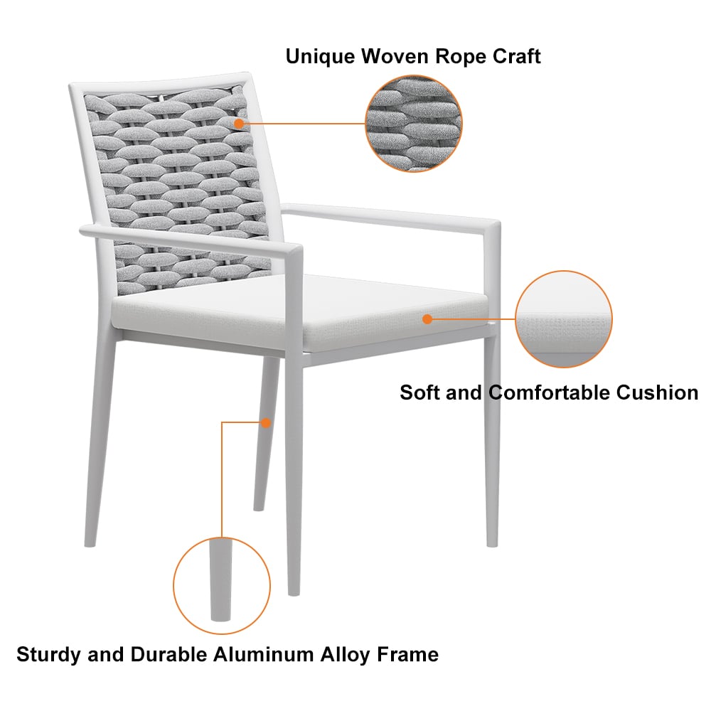 HMR - 7-Pieces Outdoor Patio Dining Set Extendable Aluminum & Wood-Plastic Table & Chairs Set