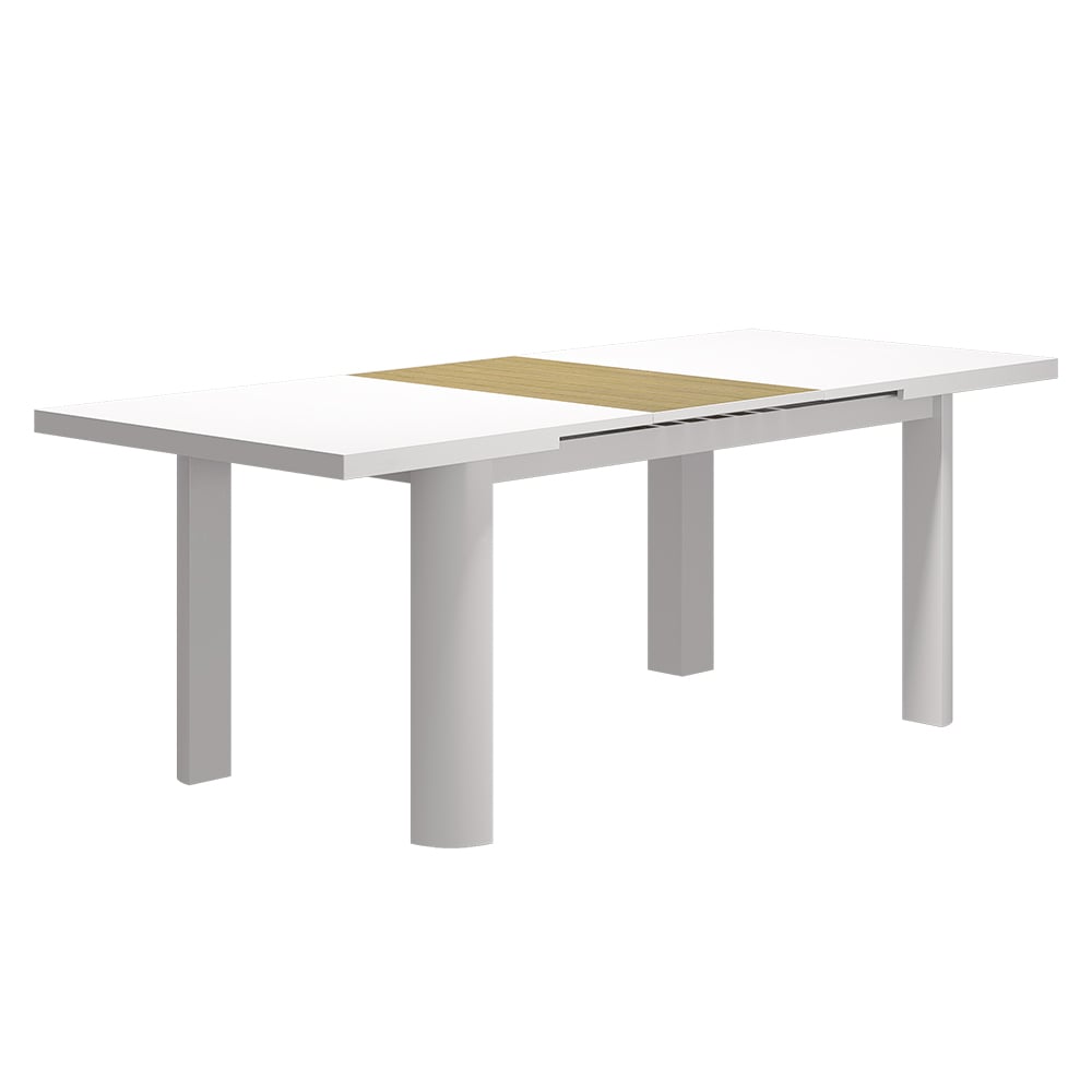 HMR - 7-Pieces Outdoor Patio Dining Set Extendable Aluminum & Wood-Plastic Table & Chairs Set