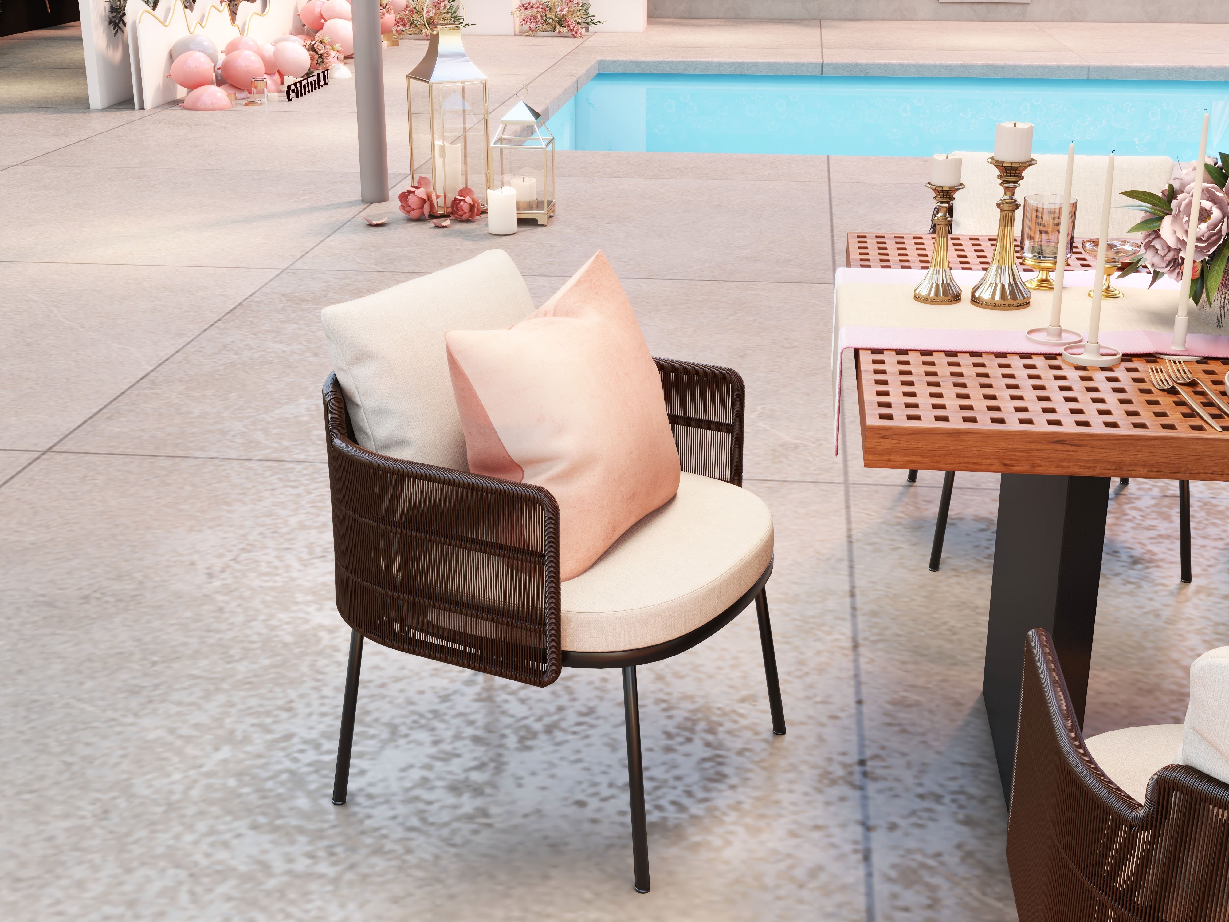 HMR - 9-Pieces 94.5" Outdoor Rectangle Teak Dining Set for 8 Person with 8 Rattan Chairs