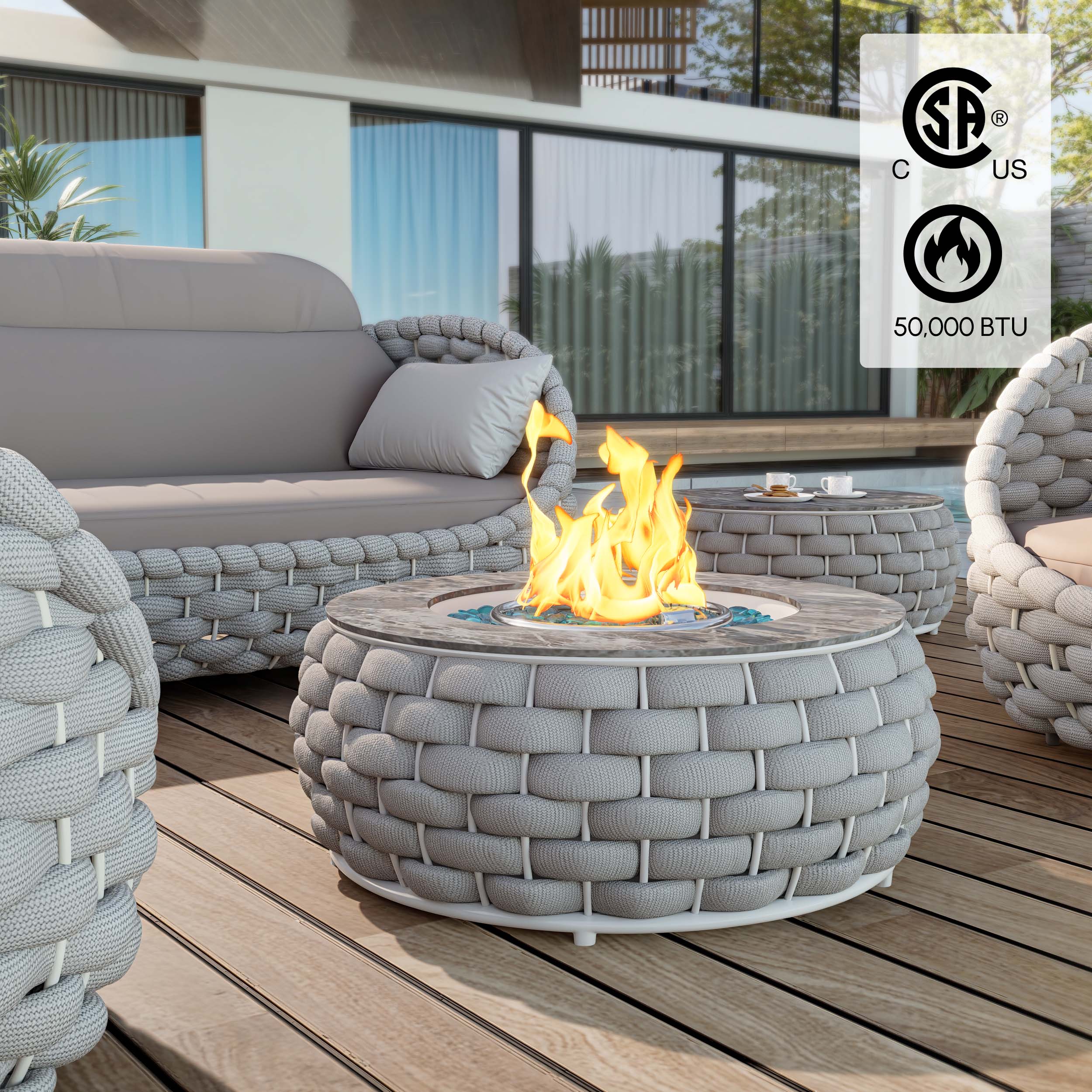 HMR - Tatta Weave Round Smokeless Outdoor Fire Pit