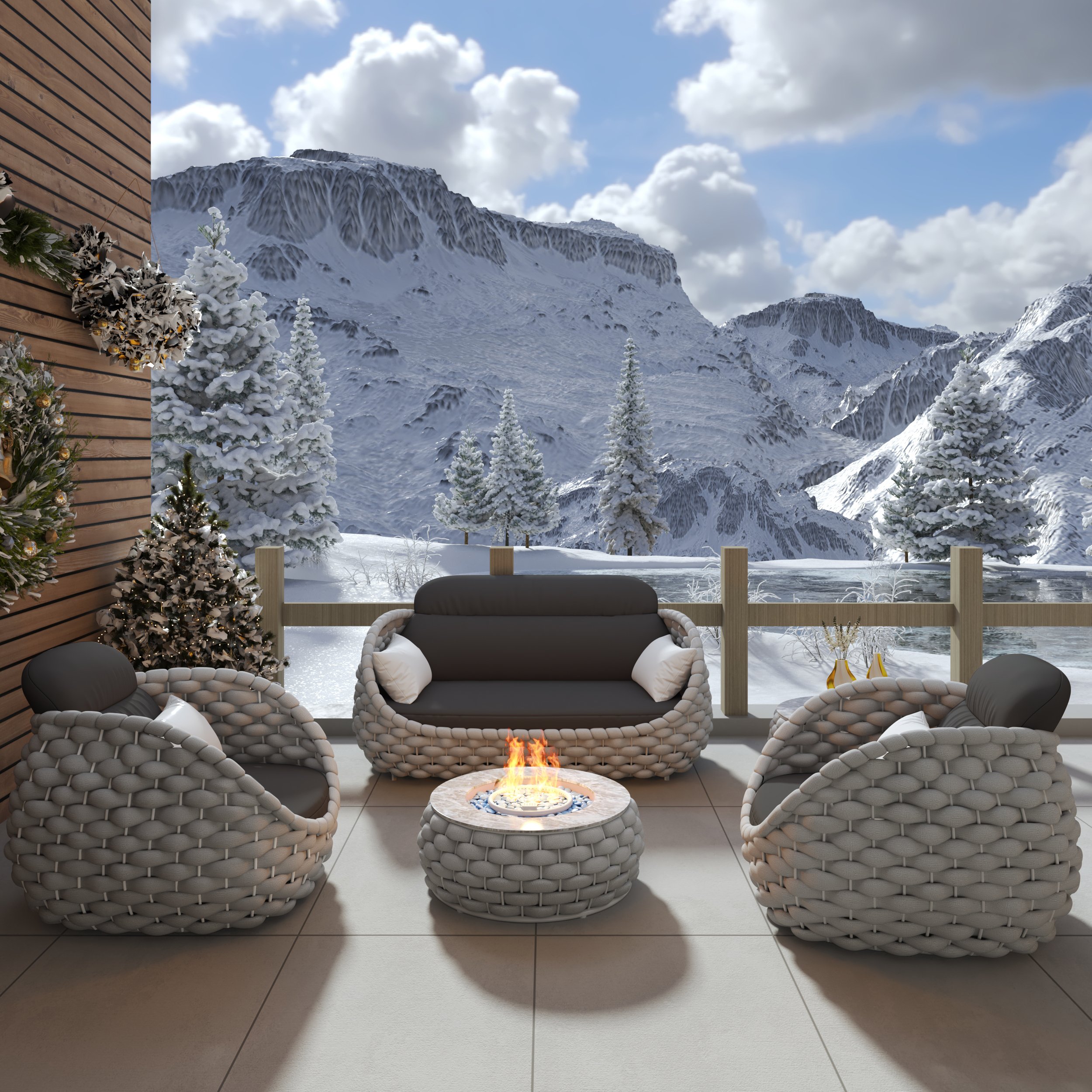 HMR - Tatta Weave Round Smokeless Outdoor Fire Pit