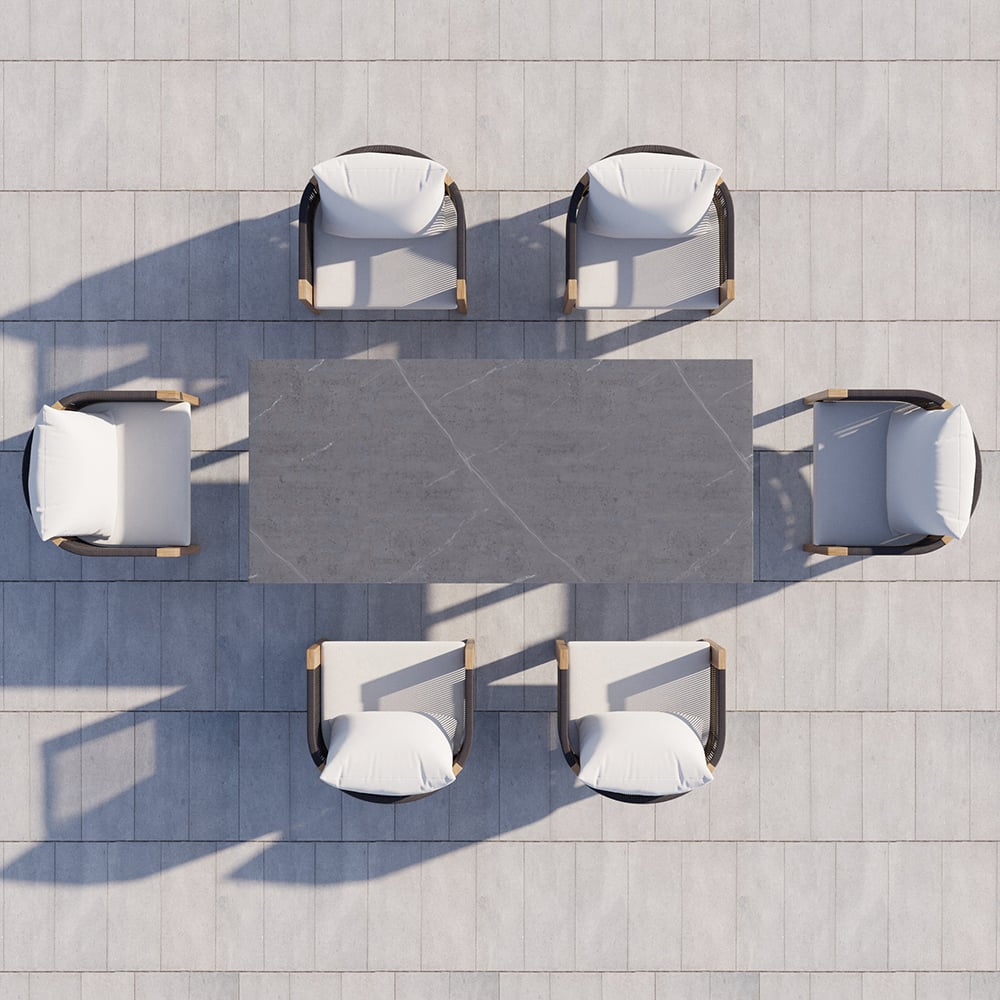 HMR - 2 Pieces Modern Aluminum & Ropes Outdoor Patio Dining Chair Set in Black & Brown