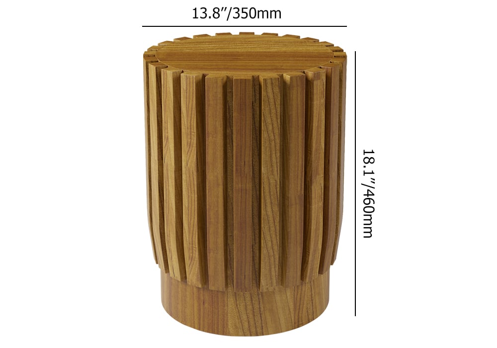 HMR - 2-Pieces Rustic Round & Rectangle Teak Wood Outdoor Coffee Table Set in Natural