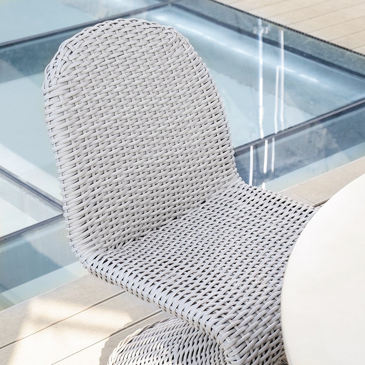 HMR - 2-Pieces Coastal Aluminum & Woven Rattan Outdoor Patio Dining Chair Set in Gray
