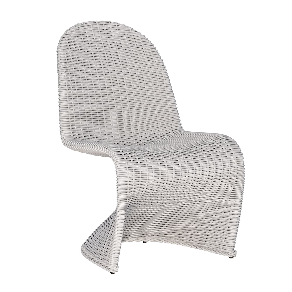 HMR - 2-Pieces Coastal Aluminum & Woven Rattan Outdoor Patio Dining Chair Set in Gray