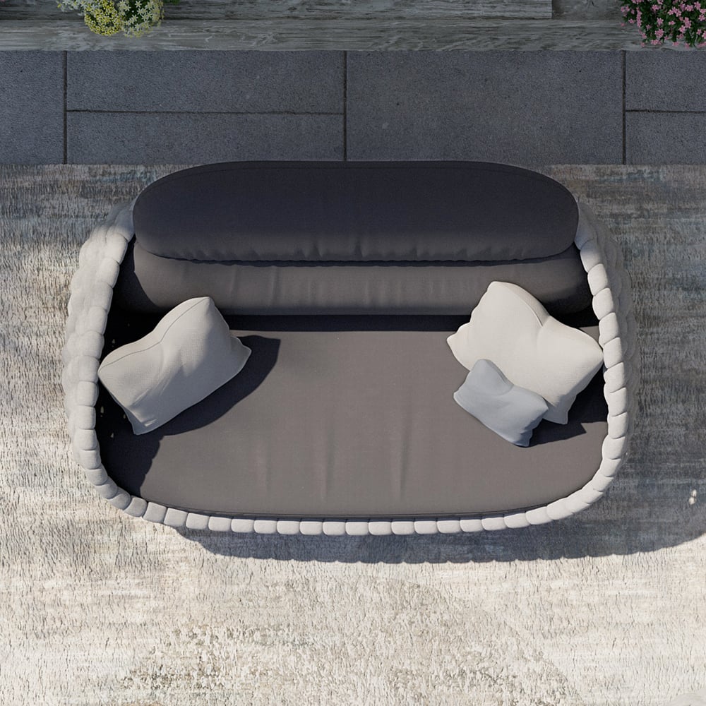 HMR Woven Outdoor Sofa Patio Couch Cushion & Pillow Included - Gray, 2-Seater