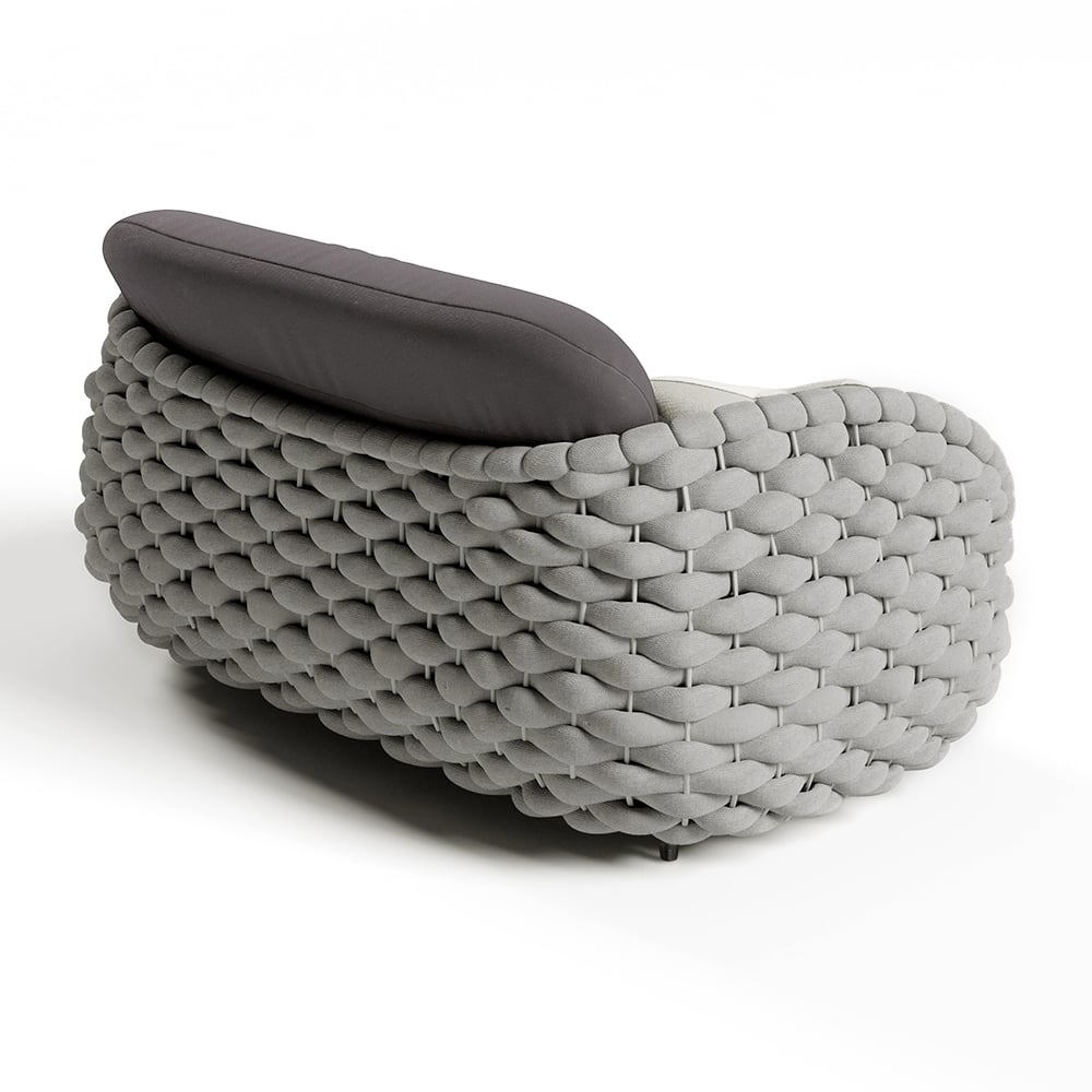 HMR Woven Outdoor Sofa Patio Couch Cushion & Pillow Included - Gray, 2-Seater
