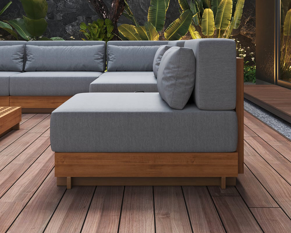 HMR - 9-Pieces Premium Teak Modular L-Shaped Outdoor Sectional Sofa Set