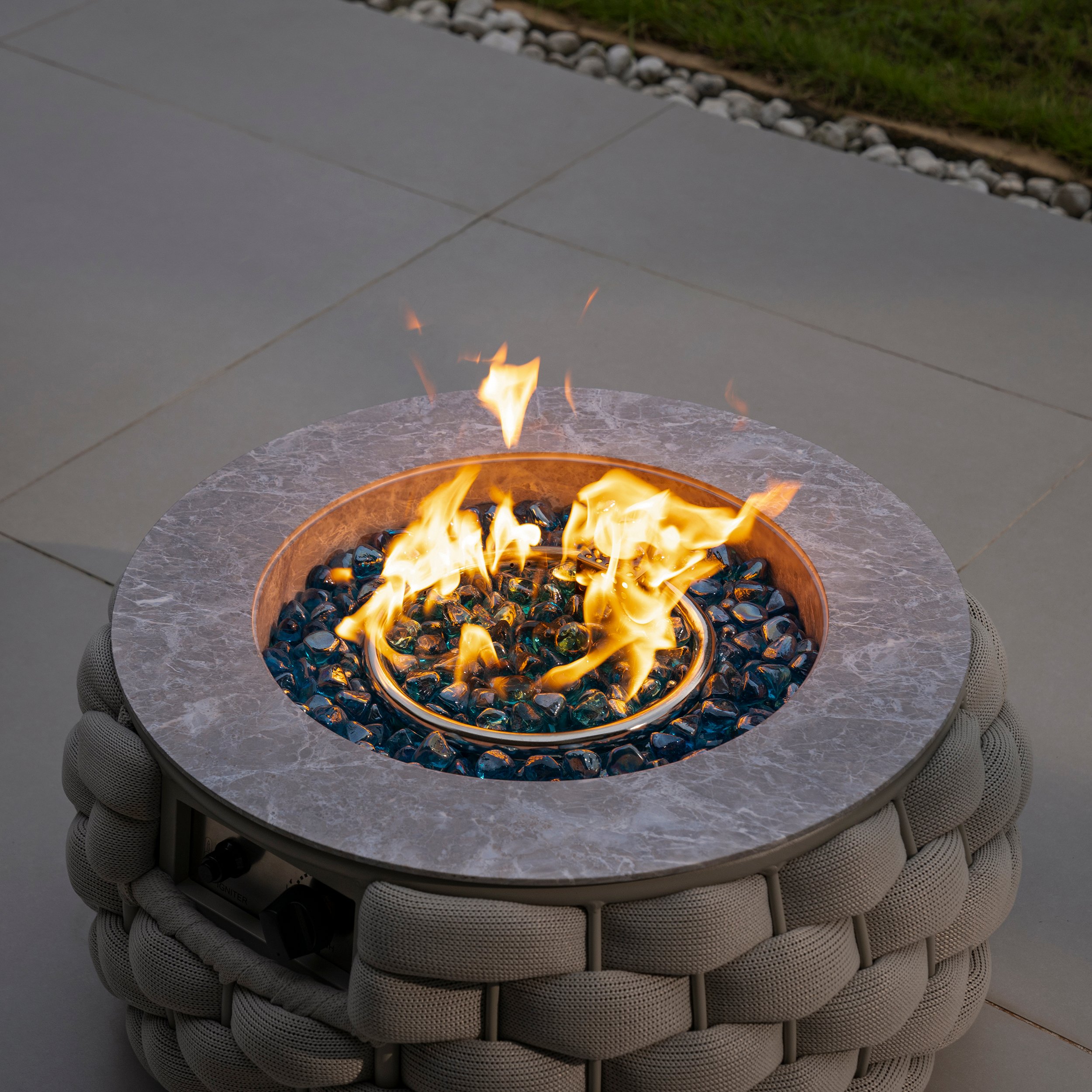 HMR Tatta 3-Pieces Winter Outdoor Smokeless Fire Pit Set with Chairs - Gray, With 2 Chairs, Fixed Base