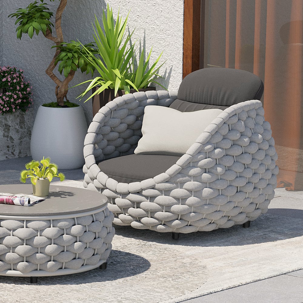 HMR Tatta 3-Pieces Winter Outdoor Smokeless Fire Pit Set with Chairs - Gray, With 2 Chairs, Fixed Base