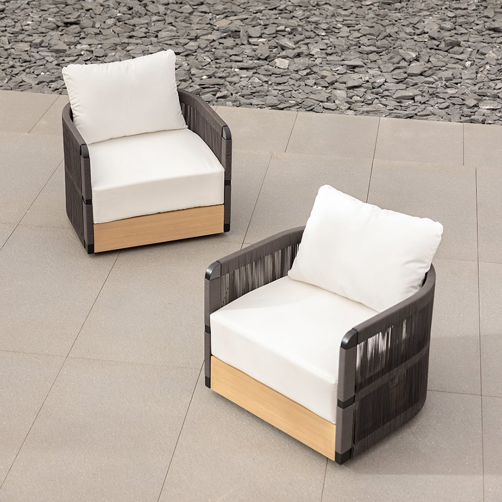 HMR - Outdoor Handwoven Rope Swivel Chair