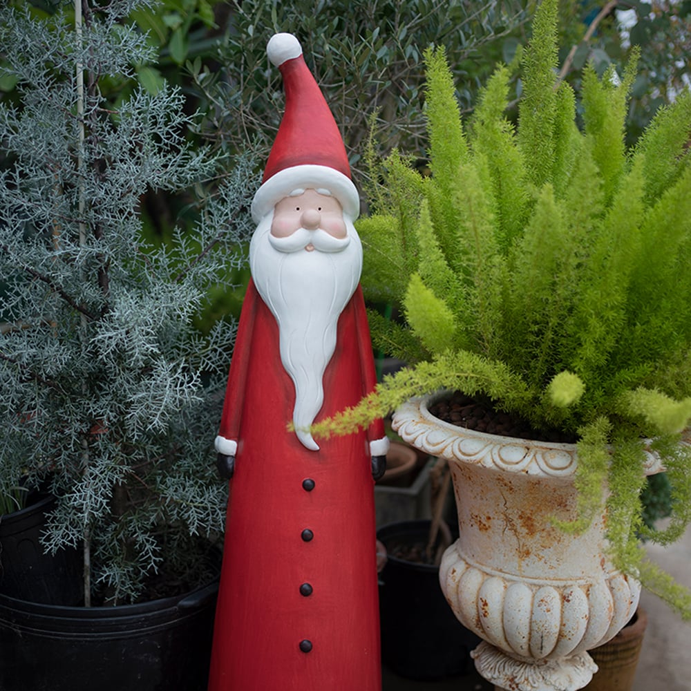 HMR - 30 inch Outdoor Santa Claus Statue Garden Resin Christmas Decor Standing Figurine in Red