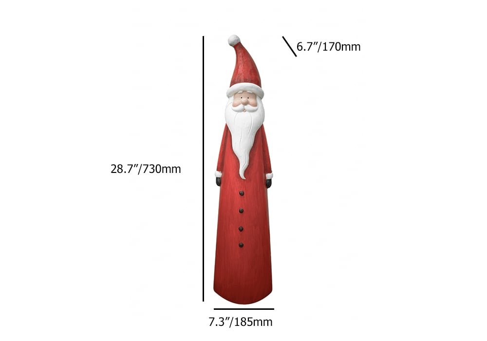 HMR - 30 inch Outdoor Santa Claus Statue Garden Resin Christmas Decor Standing Figurine in Red