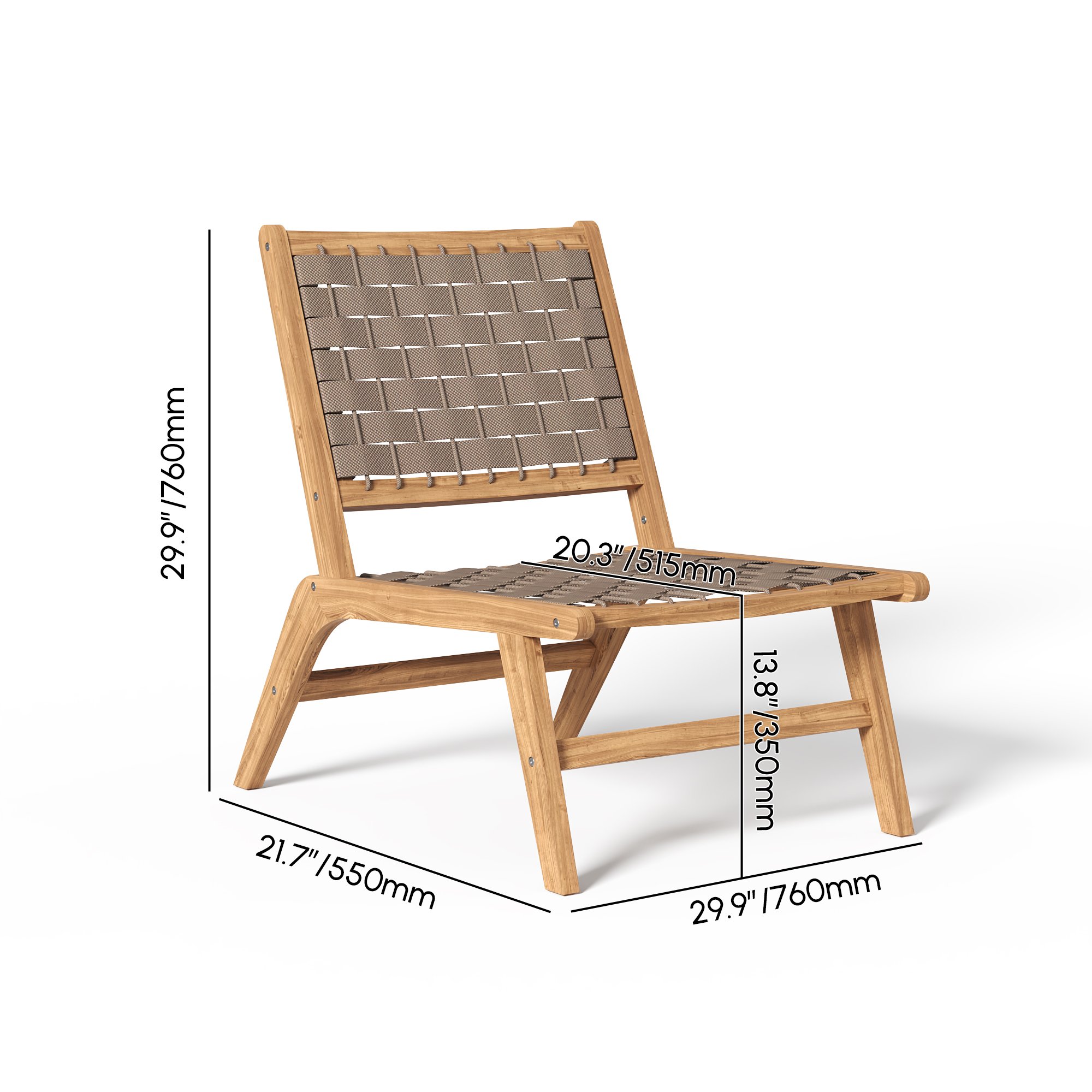 HMR - Natural Teak Wood Woven Outdoor Chair