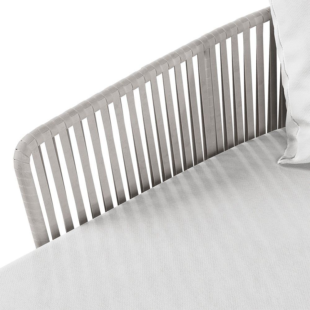 HMR Modern Style Rattan & Metal Outdoor Patio Daybed with Cushion Pillow - White & Gray