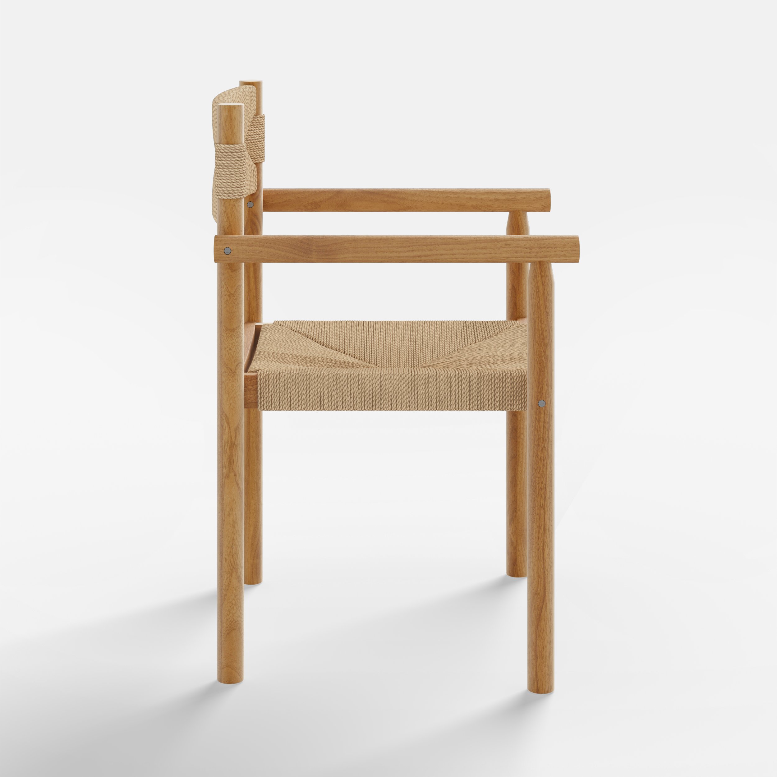 HMR - Natural Teak Wood Woven Natural Jute Outdoor Dining Chair