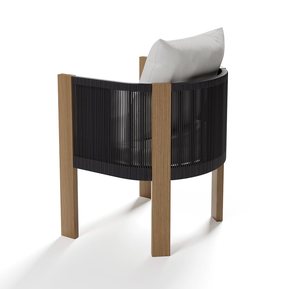 HMR - 7-Pieces Faux Marble Outdoor Dining Set with Woven Rope Chairs for 6 Person (70.9")