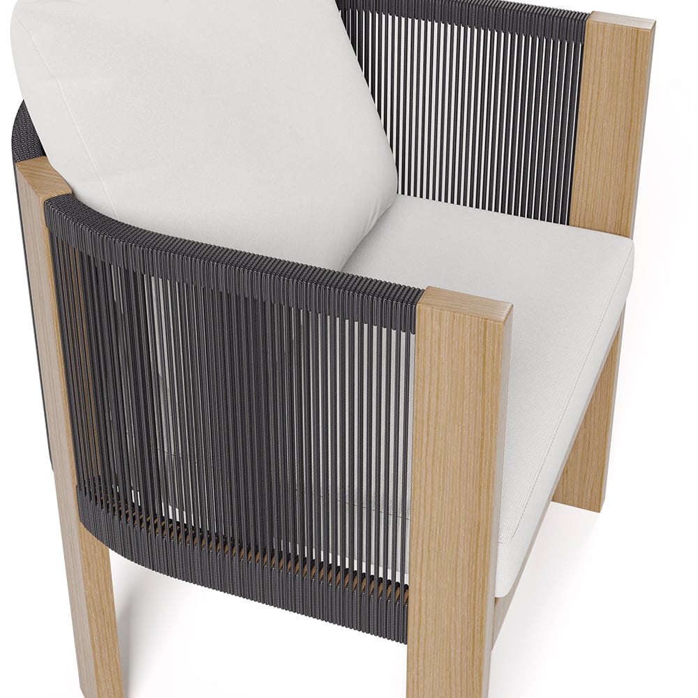 HMR - 7-Pieces Faux Marble Outdoor Dining Set with Woven Rope Chairs for 6 Person (70.9")