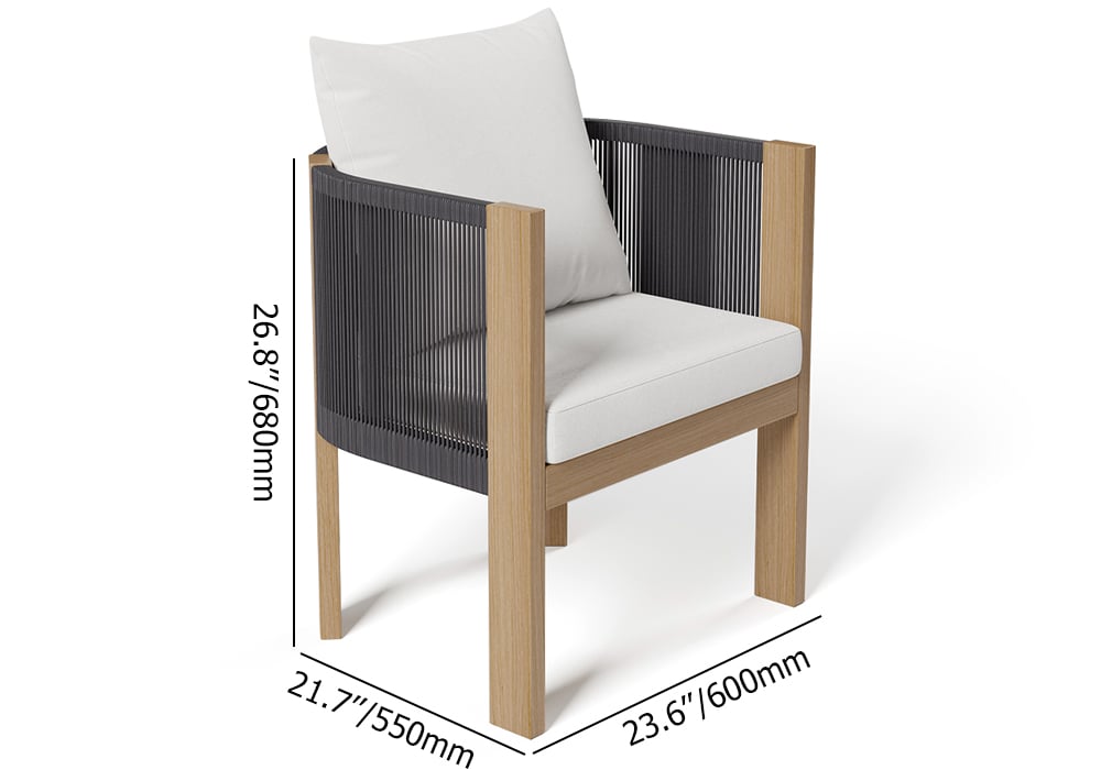 HMR - 7-Pieces Faux Marble Outdoor Dining Set with Woven Rope Chairs for 6 Person (70.9")