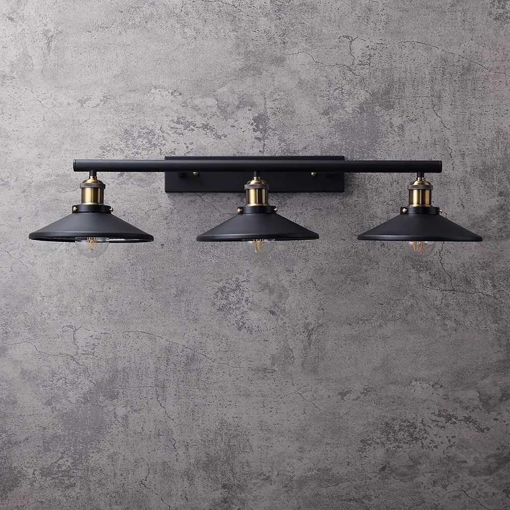 HMR - Saucer-Shaped Shade 3-Light Linear Wall Light in Black, Metal