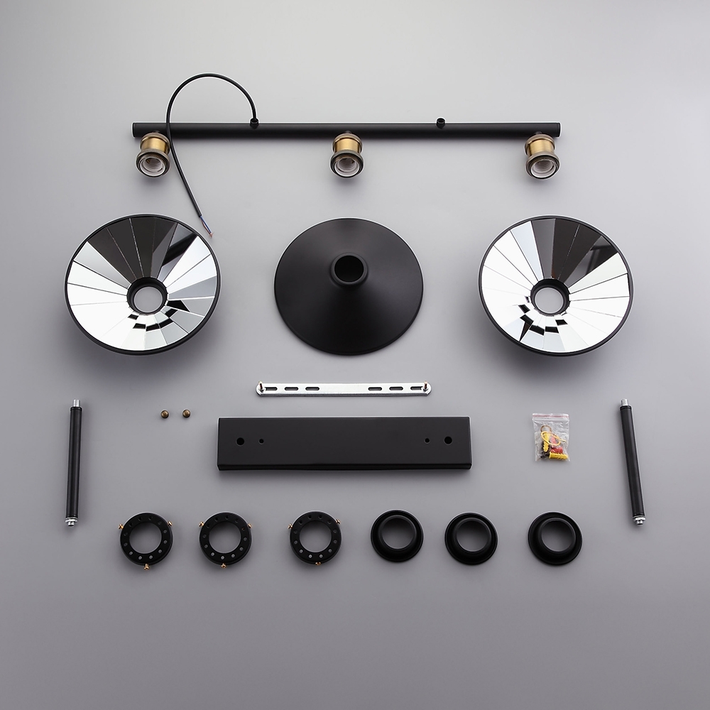 HMR - Saucer-Shaped Shade 3-Light Linear Wall Light in Black, Metal