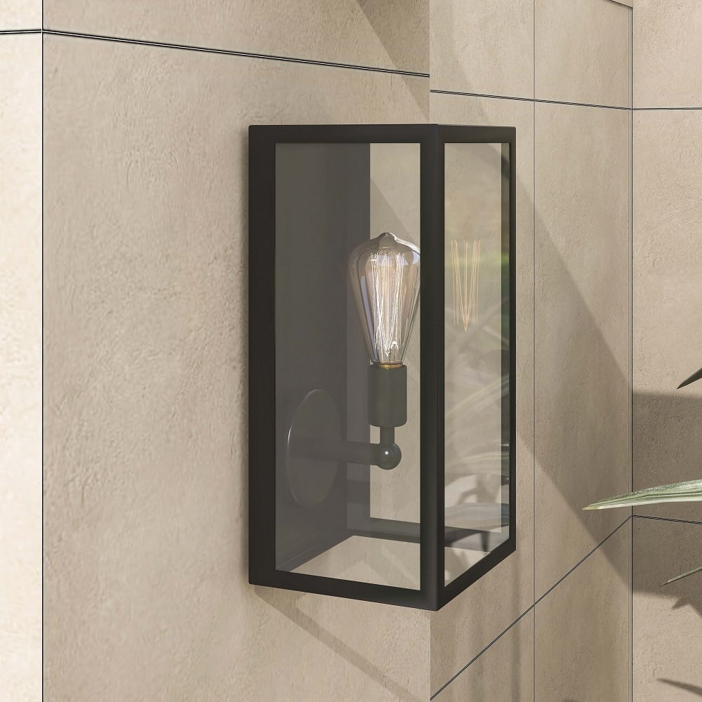 HMR - Square Single-Light Outdoor Wall Lantern in Matte Black, Metal