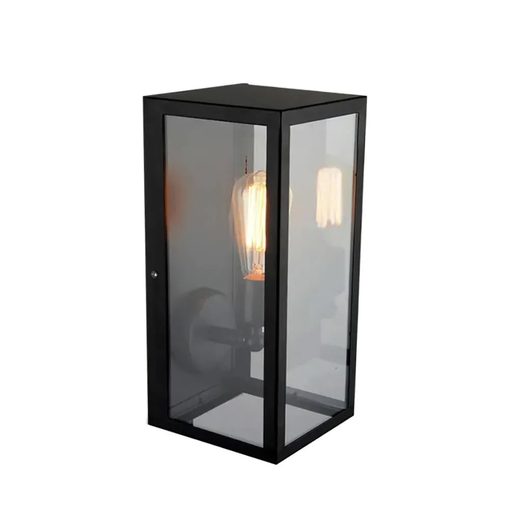 HMR - Square Single-Light Outdoor Wall Lantern in Matte Black, Metal