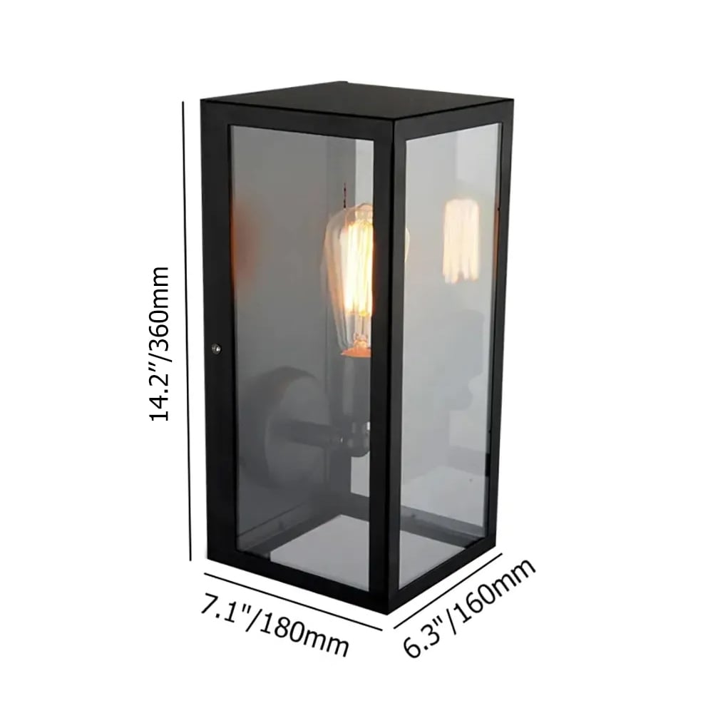 HMR - Square Single-Light Outdoor Wall Lantern in Matte Black, Metal