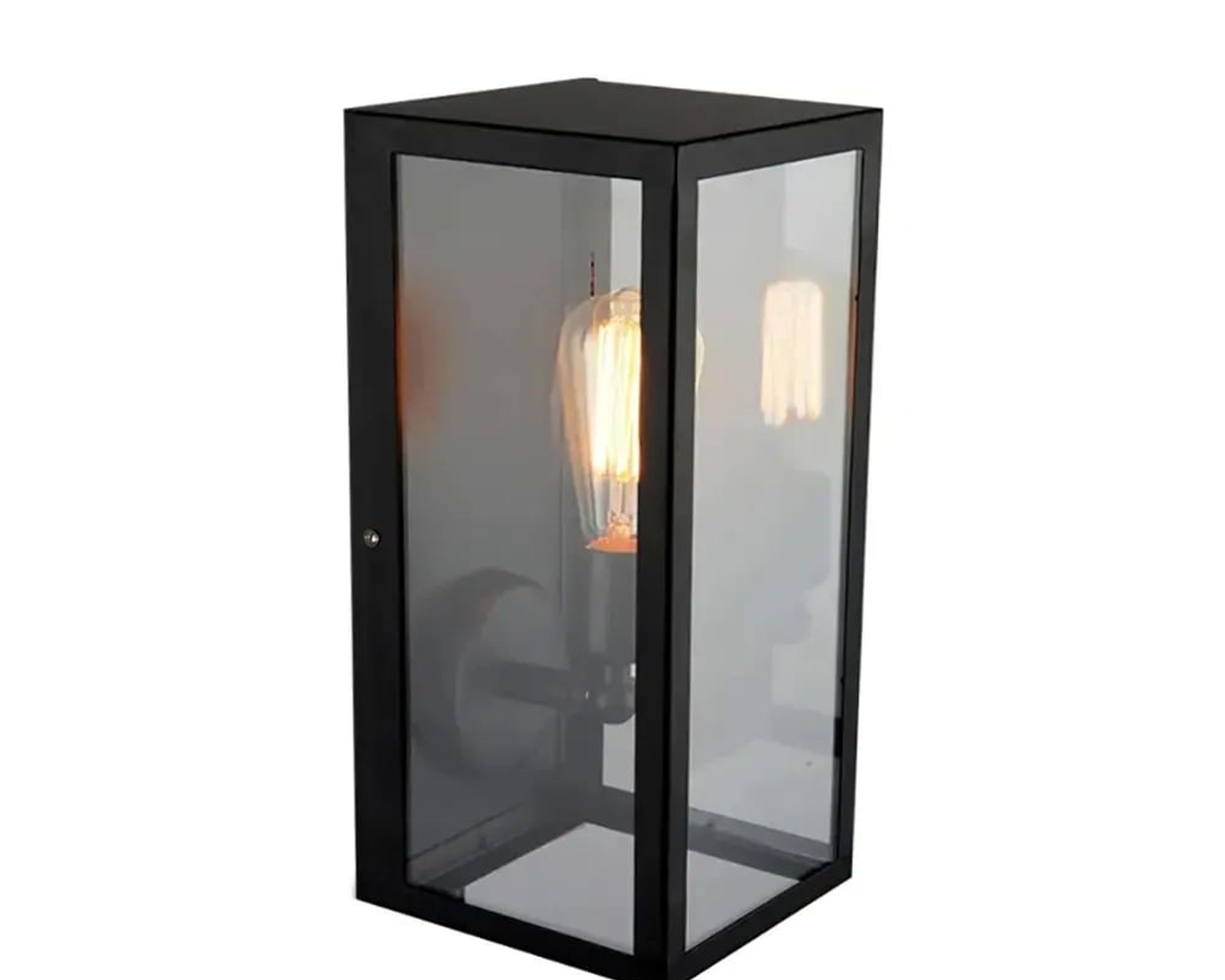 HMR - Square Single-Light Outdoor Wall Lantern in Matte Black, Metal