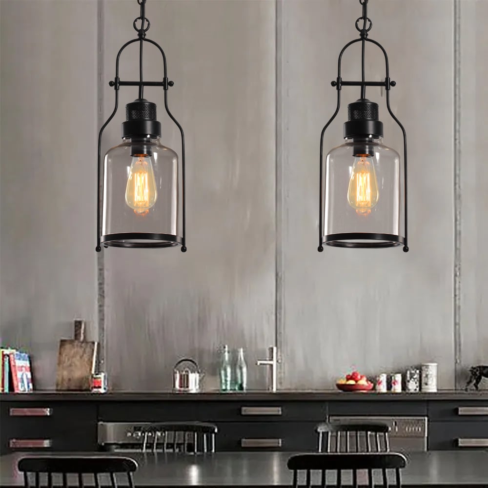 HMR - Inejar Industrial Metal and Glass Pendant Light in 1-Light, Rust