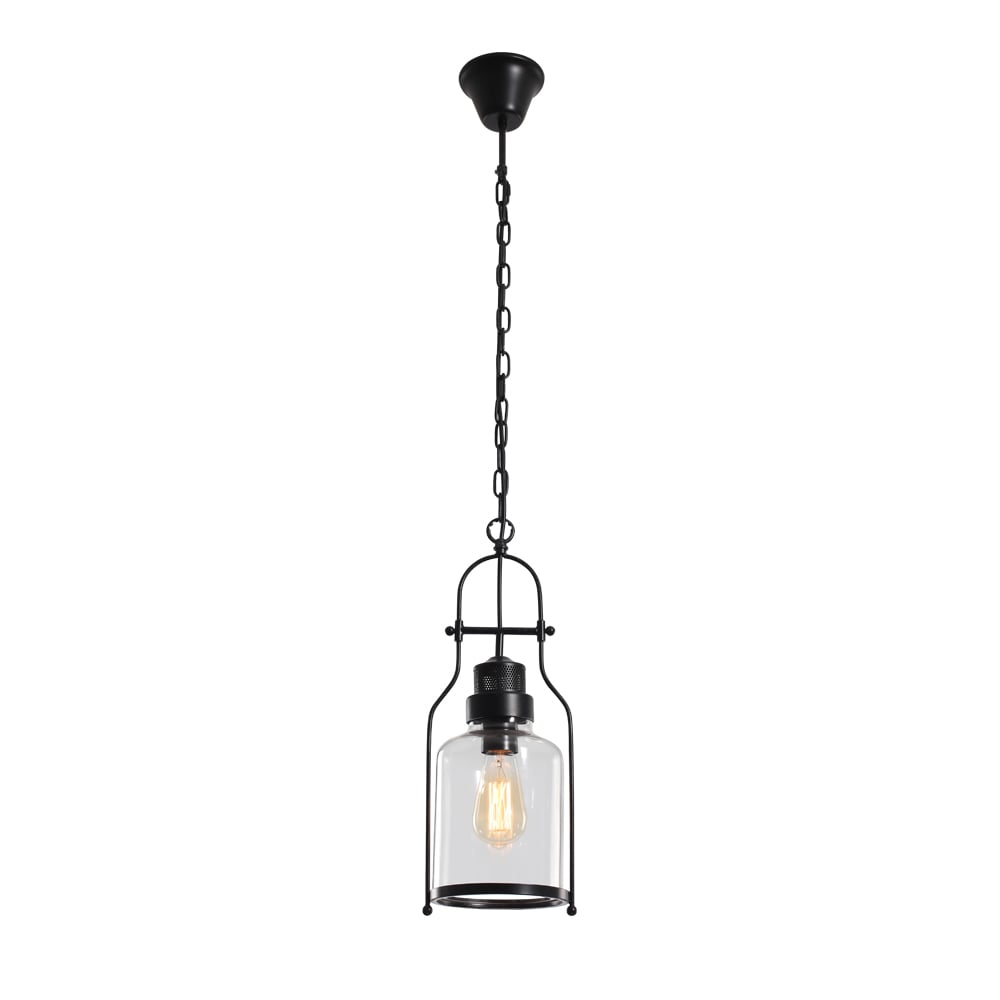 HMR - Inejar Industrial Metal and Glass Pendant Light in 1-Light, Rust