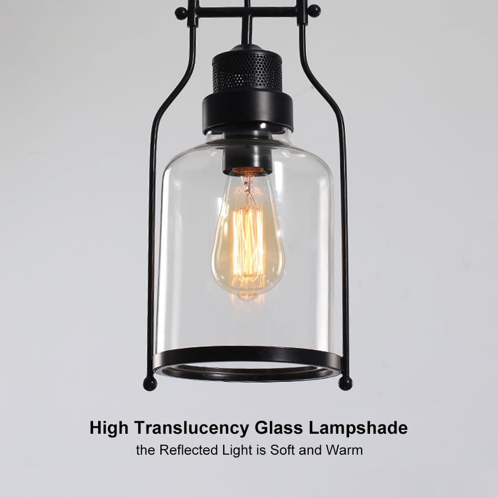 HMR - Inejar Industrial Metal and Glass Pendant Light in 1-Light, Rust