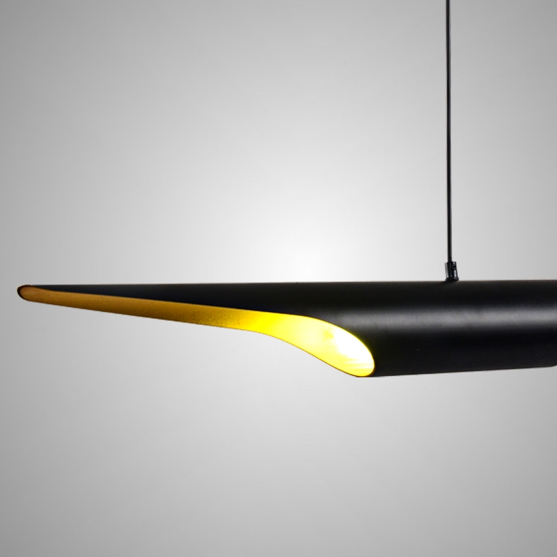 HMR - Modern 2-Light Freely Hanging Single Pendant Light in Black and Gold