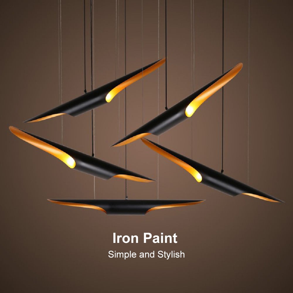 HMR - Modern 2-Light Freely Hanging Single Pendant Light in Black and Gold
