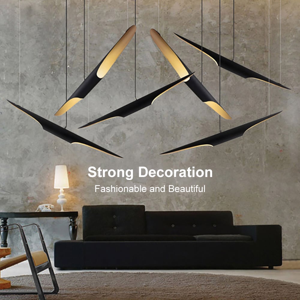 HMR - Modern 2-Light Freely Hanging Single Pendant Light in Black and Gold