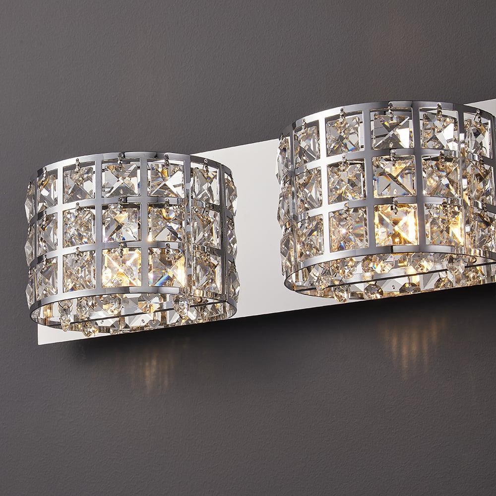 HMR Modern Crystals 3-Light Bath Vanity Wall Light - Chrome