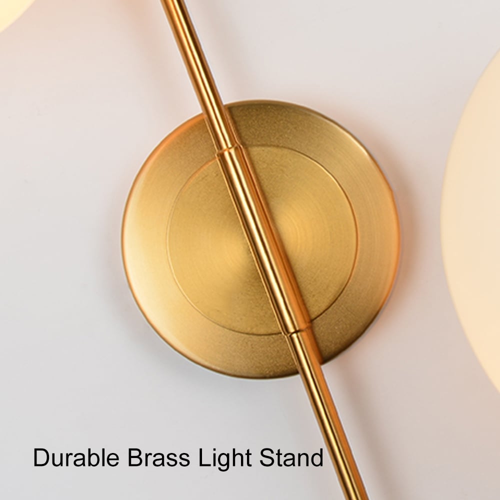 HMR - Wall Sconce Globe with Shade 2-Light in Aged Brass, White, Glass