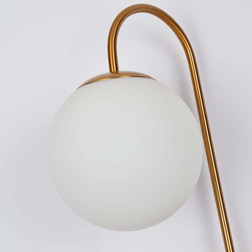 HMR - Wall Sconce Globe with Shade 2-Light in Aged Brass, White, Glass